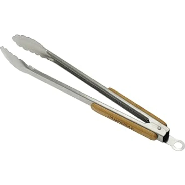 Campingaz Grillbesteck-Set 2-teilig, Edelstahl-Grillzange und Spatel mit Bambusgriff, rostbeständig, ideal für Fleisch, Fisch, Meeresfrüchte und Gemüse – Bild 2
