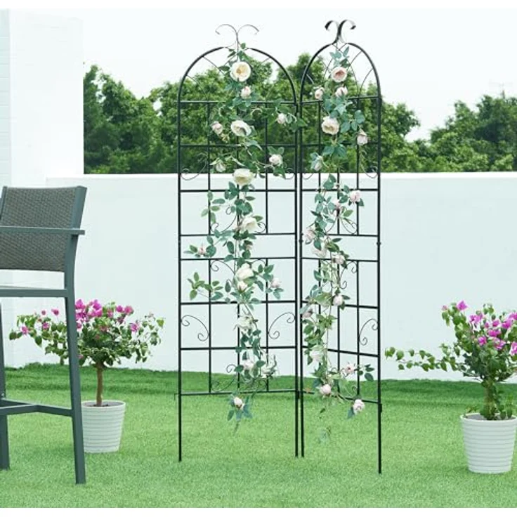 casa.pro Rankgitter, 2 St., 2er Set, »Barrea« 2er Set Metall 180 x 50 cm Schwarz, Robuste Unterstützung für Rankgewächse, Beliebig erweiterbar – Bild 2