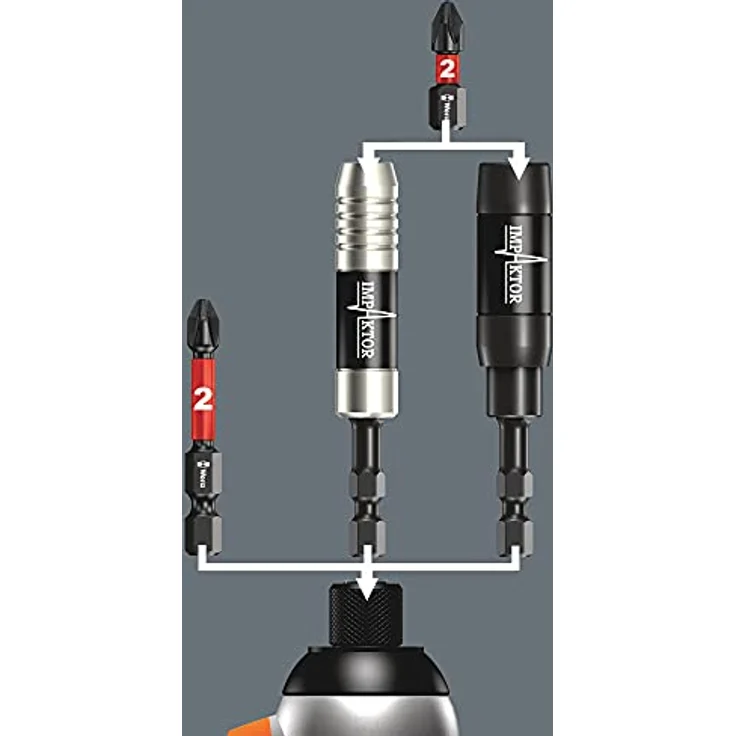 Wera Bithalter 897/4 Imp R, Impaktor mit Ringmagnet und Torsionszonen, 1 x 1/4"x75 mm – Bild 6