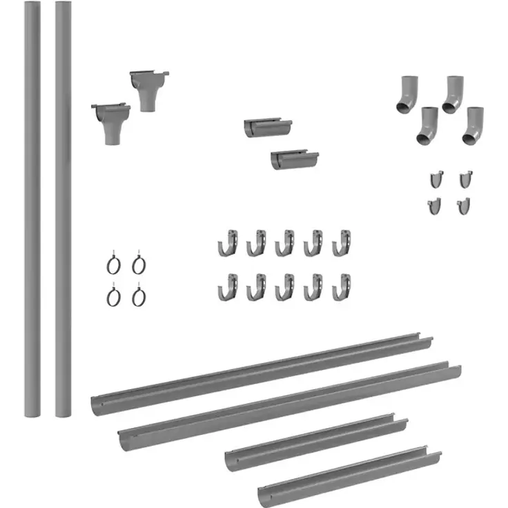 Marley Dachrinnen-Set, 75 mm, Kunststoff für Gartenhäuser bis 3 m, grau, inklusive Rinnen, Fallrohre und Zubehör