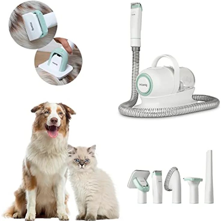 H.Koenig PAW400 Staubsauger, Haarschneidemaschine für Haustiere, für Hunde und Katzen, Staubsauger, Mähen und Bürste, 9 Zubehörteile, Abnehmbarer Behälter, 1 l, 3 Sauggeschwindigkeiten – Bild 1