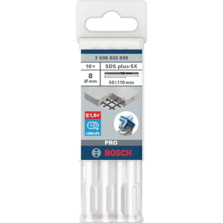 Bosch Broca para martillos perforadores SDS PLUS-5X: 8 X 50 X 110 MM CON 4 ARISTAS DE CORTE (10pcs), Bohrerart SDS-Plus, schwarz – Bild 3