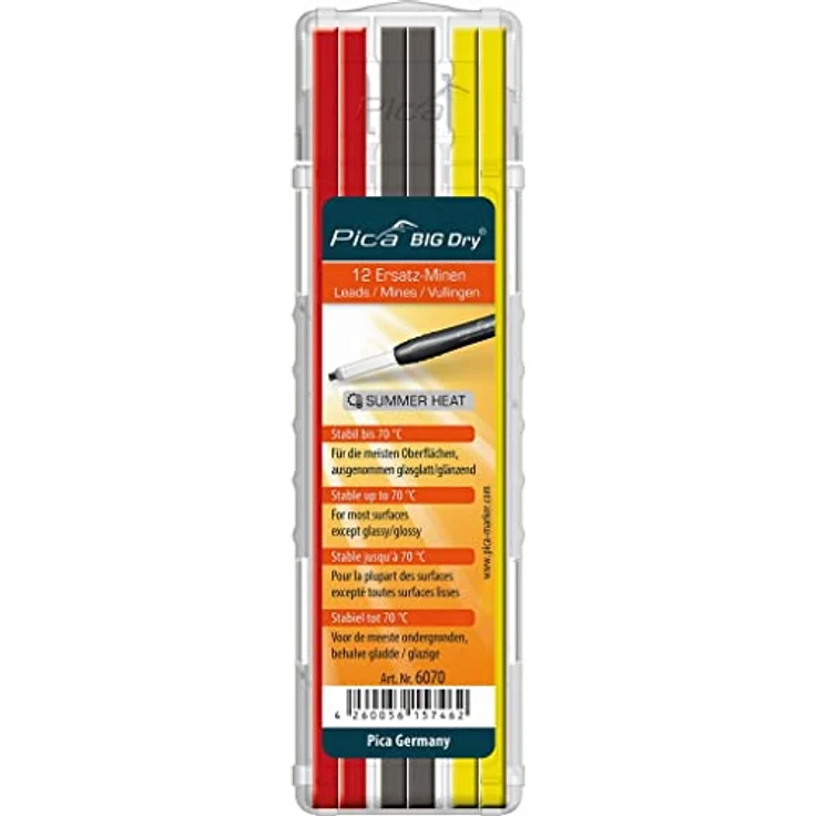 Minenset Pica BIG-Dry 4x gelb/4x rot/4x graphit b. 70Grad stabil 12 Minen/Set – Bild 1