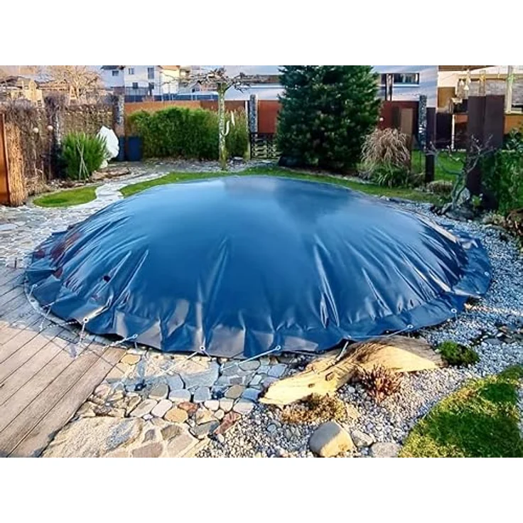 (Profi-Qualität) Runde aufblasbare Poolplanen/Schwimmbad Abdeckungen aus LKW-Plane (Pooldurchmesser: 300cm, Grau) – Bild 3