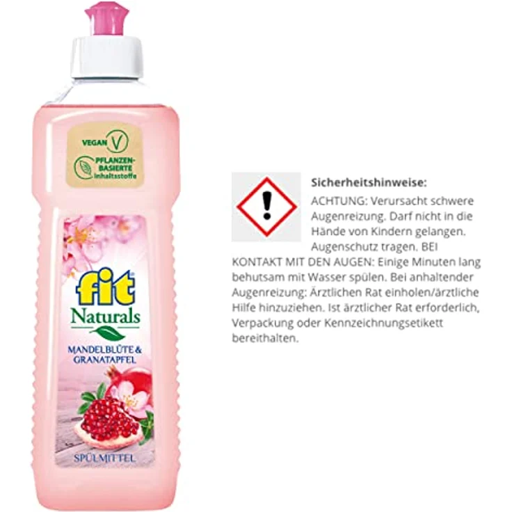 FIT fit Spülmittel Naturals Mandelblüte & Granatapfel, 500ml Geschirrspülmittel mit hoher Spülkraft und hautverträglicher Formel – Bild 3