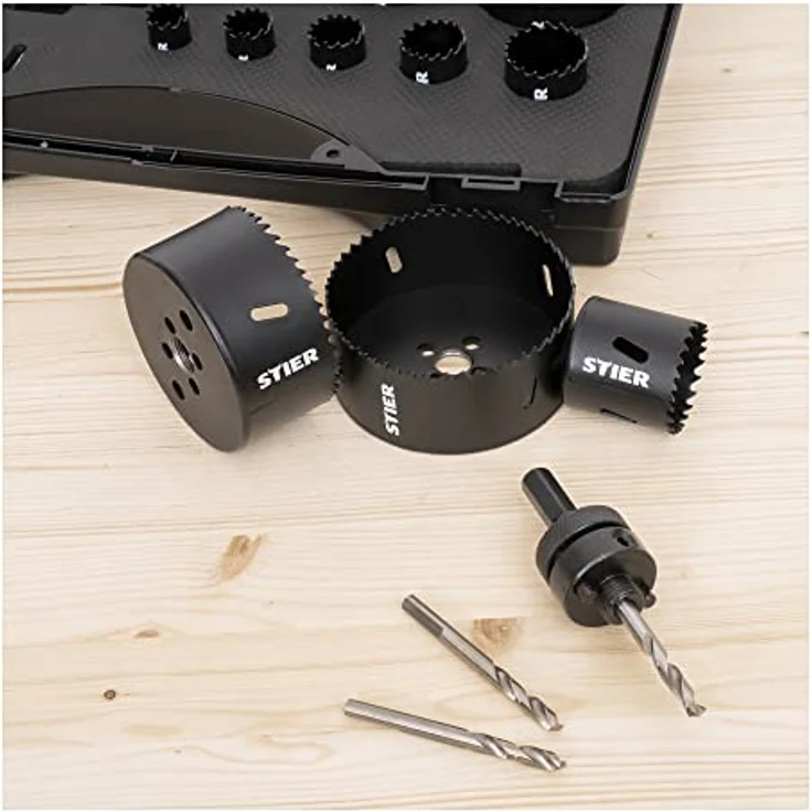 STIER Lochsägen-Set HSS-Co8 Bimetall, 21-teilig, 19-121 x 44 mm, aggressiver Schnitt, Schnitttiefe bis 44mm – Bild 5