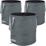 Relaxdays Laubsack, selbstaufstellend, 3er Set, 85 L, Pop Up Gartensack, mit 3 Griffen, UV-beständig, wasserdicht, grau, 47 x 46 cm