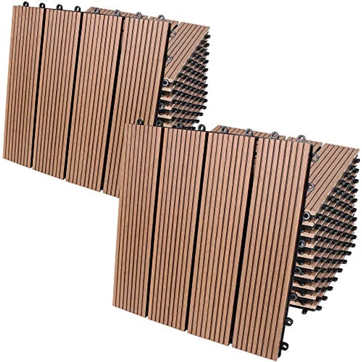 WPC Fliesen 1m²-4m² Terrassenfliesen Set Holzfliesen 30x30cm Balkon Pool Garten 22x Klassik terrakotta 4250525376678 – Bild 2