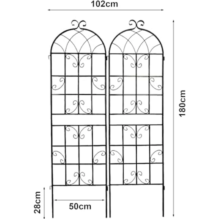 casa.pro Rankgitter, 2 St., 2er Set, »Barrea« 2er Set Metall 180 x 50 cm Schwarz, Robuste Unterstützung für Rankgewächse, Beliebig erweiterbar – Bild 4