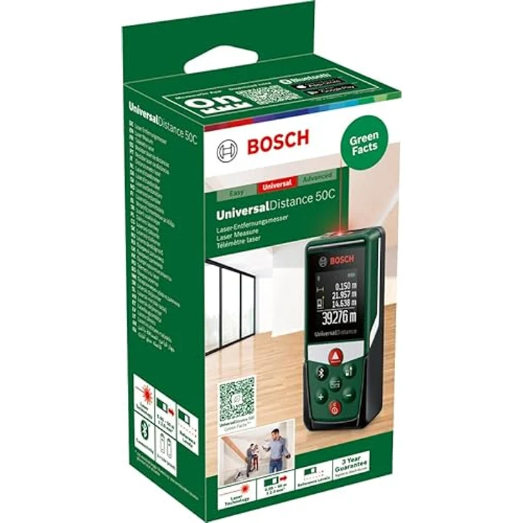 BOSCH Entfernungsmesser UniversalDistance 50C, Digitaler Laser - im Karton, Bluetooth-Konnektivität, Flächen- und Volumenberechnung – Bild 2