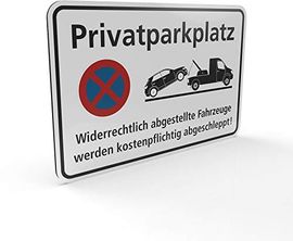 Betriebsausstattung24® Halteverbotsschild Privatparkplatz - 30 x 20 cm, Aluminium Verbundplatte
