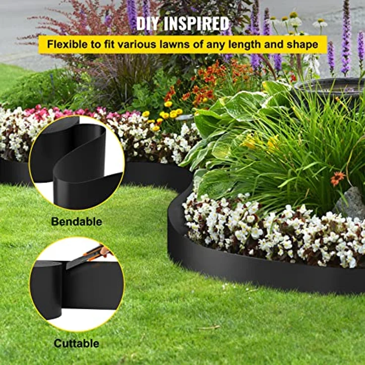 VEVOR Landschaftseinfassung, 25,4 cm Tiefe, 18,3 m Gesamtlänge, HDPE, Flexible Biegekante - Für Landschaftsbau, Rasen, Garten, Hof – Bild 5