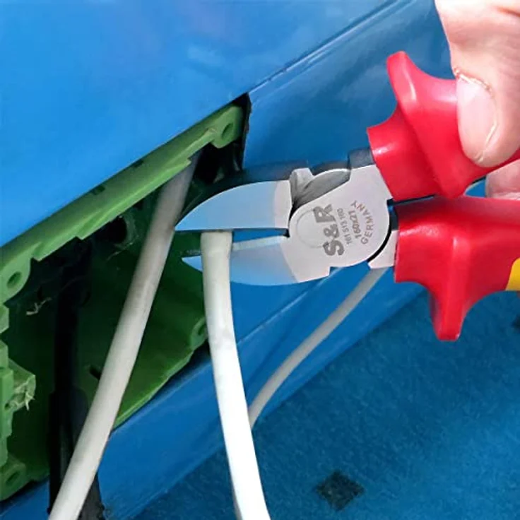 S&R VDE Seitenschneider 160mm, 1000V Zange aus 60-Chrom-Vanadium-Stahl, induktionsgehärtet, mit ergonomischen 2-Komponenten-Griffen und 21mm Schneidbacken – Bild 5