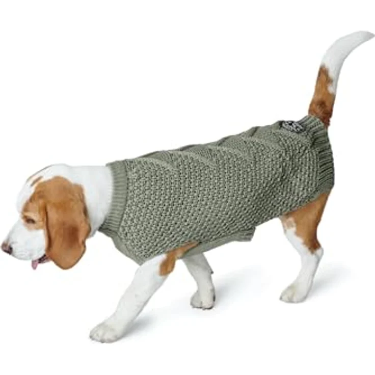 HUNTER Hundepullover MALMÖ, Khaki, klassisches Zopfstrick-Muster, wärmend & bequem, elastisch, reflektierend, waschbar bei 30°C, Größe 40 – Bild 4