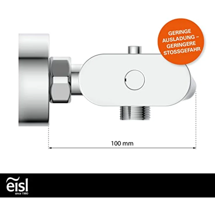 EISL Badewannenarmatur CARNEO, Mischbatterie mit Thermostatregulierung, Wasserfall-Auslauf, Sicherheitssperre bei 38°C, geringere Stoßgefahr durch kurzen Überhang, Chrom 1330090 – Bild 4