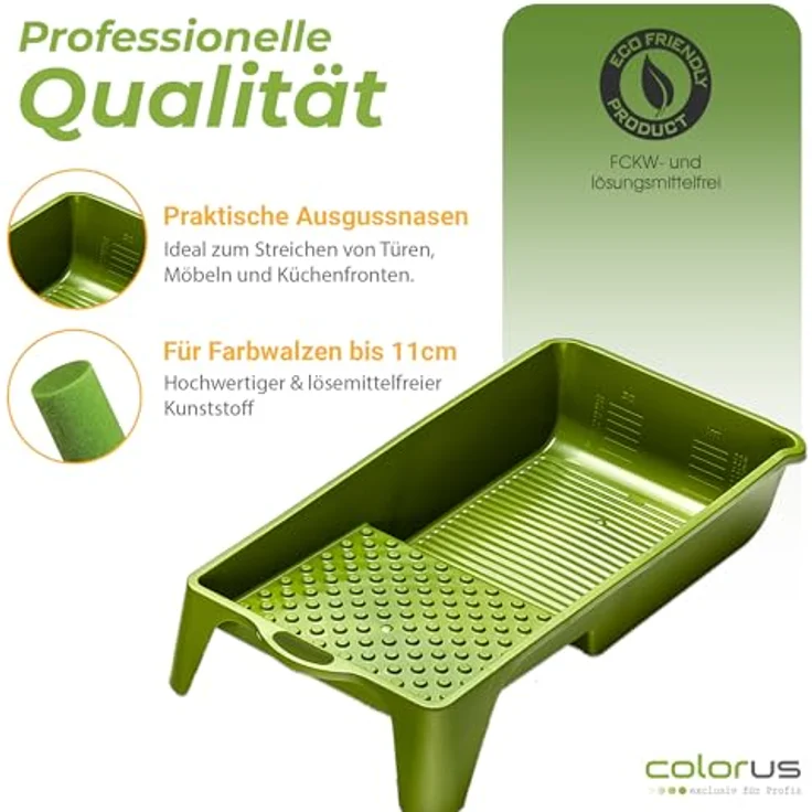 Colorus Lackierset 10 x Schaumwalze 11 cm fein, 2 x Farbroller Bügel, 2 x Farbwanne, ergonomisches Malerset für wasserbasierte Lacke und Farben – Bild 5