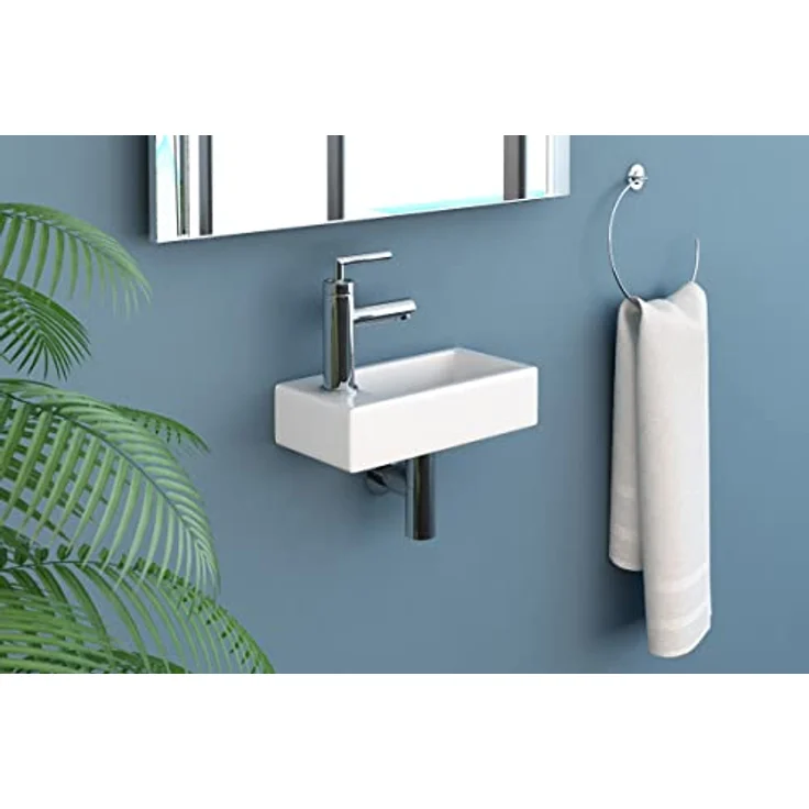 NEG Waschbecken NEG Hänge-Waschbecken Uno41H extra klein mit Monta (41H) - Ultrakompaktes Design, Nano-Beschichtung, weiß – Bild 3