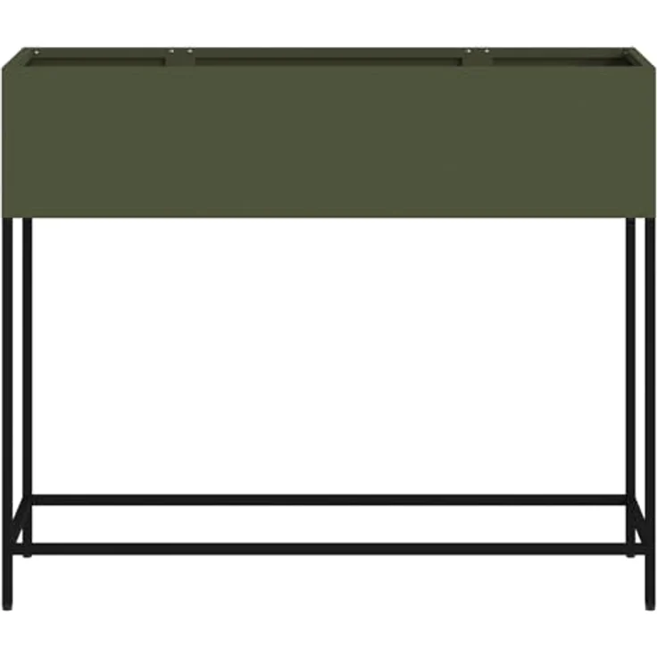 vidaXL Olivgrüner rechteckiger Pflanzkübel Stylischer Metall Pflanzenbehälter Für Innen und Außen 100 x 26 x 82 cm Modern Garten Deko Akzentständer Balkon – Bild 5
