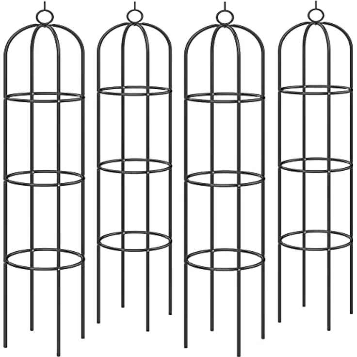 Gardebruk® 4X Rosensäule 200x40cm Metall Schwarz Wetterfest Garten Rankgitter Rankhilfe Ranksäule Gartensäule