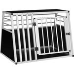 EUGAD Hunde-Transportbox Alubox für mittlere Hunde, B92x H66 x T65 cm, Schwarz, Aluminium & E1 MDF, Trapezförmiges Design, Neigungswinkel 76° und 104° - Preisvergleich