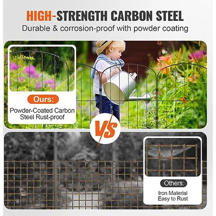 VEVOR 28x Dekorativer Gartenzaun, 61x33cm Oberbogen Metallzaun aus Kohlenstoffstahl, Schwarz, inkl. Befestigungsmaterial, 5,08cm Spike-Abstand – Bild 4