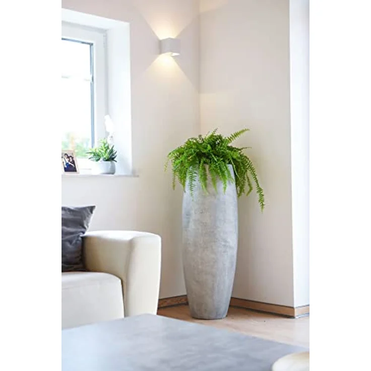VIVANNO Pflanzkübel Bodenvase Fiberglas Magnum Beton-Optik Grau - 80x23 – Bild 2