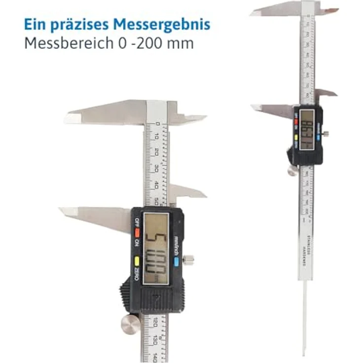 Dönges Digitaler Messschieber 200 mm | LCD Display, CE, Edelstahl, 3-in-1 Innen-, Außen- & Tiefenmessung | Präzise Ablesung in mm/Inch – Bild 3