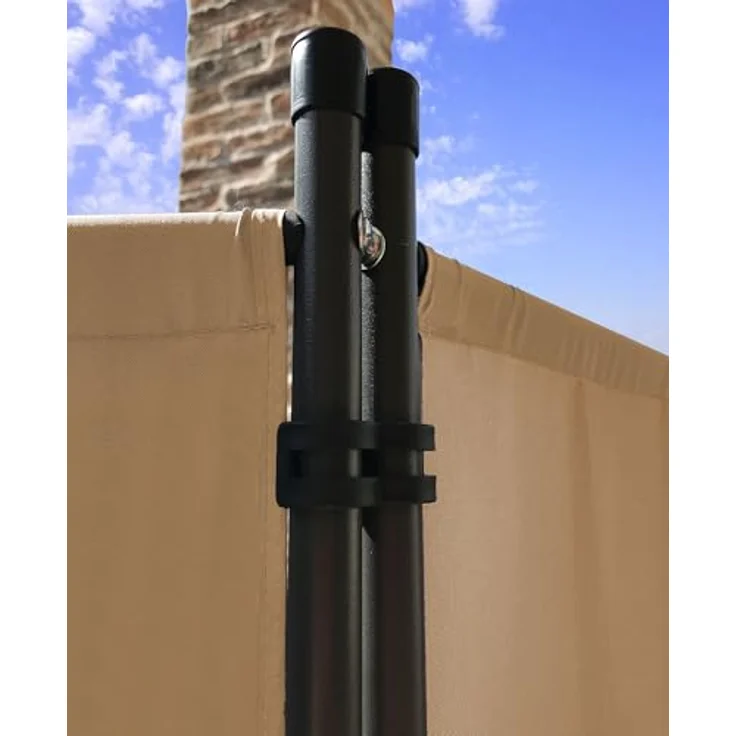 QUICK STAR Paravent 6-teilig, 340x165cm Beige - Blickdichter, wetterfester Raumteiler für Garten & Balkon, faltbar – Bild 3