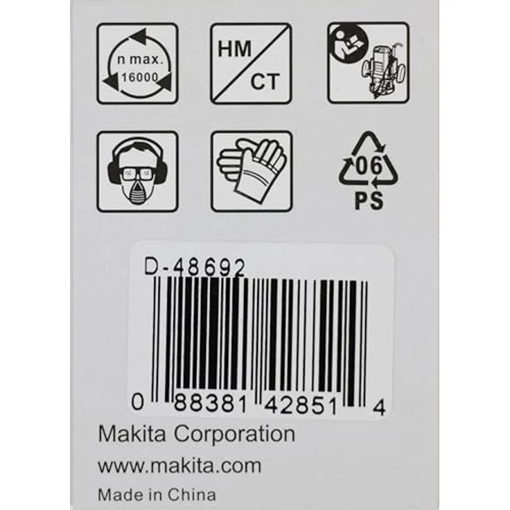 Makita Fasefräser D-48692, Fräser-Set mit 34,9 mm Durchmesser, 8 mm Schaft und 16 mm Arbeitslänge mit Kugellager – Bild 5