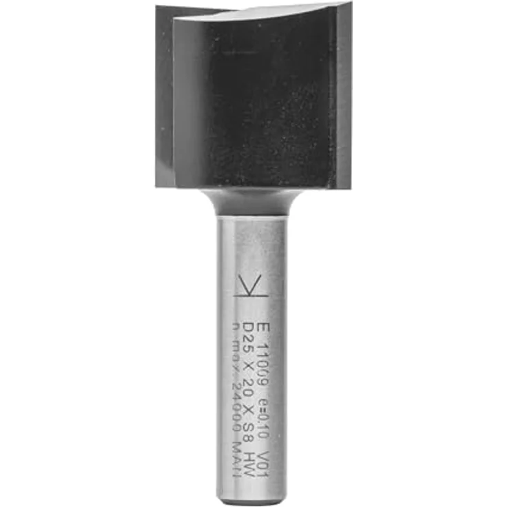 ENT 11009 Nutfräser HW, Schaft 8 mm, Durchmesser 25 mm, NL 20 mm, SL 32 mm, für Hartholz und Weichholz – Bild 1