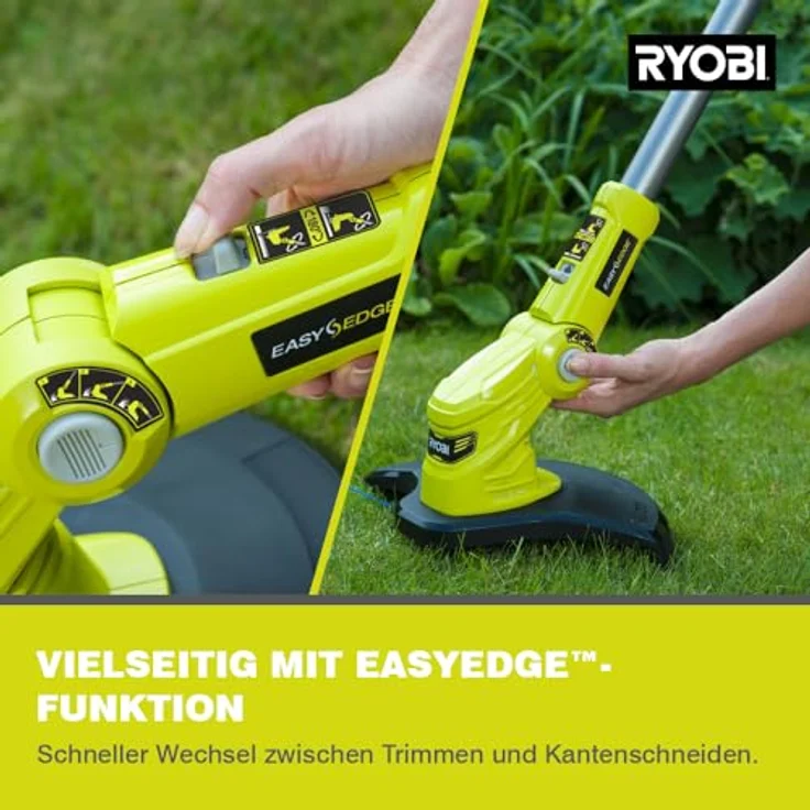 Ryobi Akku-Rasentrimmer 'RLT183220S' mit Akku und Ladegerät, 20 Minuten Akkulaufzeit, Teleskopstil, 3-fache Schnittwinkelverstellung, schwarz – Bild 7