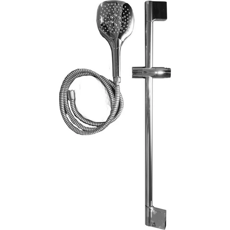 Primaster Brausegarnitur Kreta chrom, Duscharmatur mit 3 Strahlarten, 73 cm Edelstahl