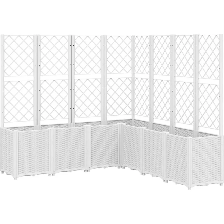 vidaXL Pflanzkübel mit Rankgitter, Pflanzkasten in Weiß, 160x160x140 cm, aus robustem Polypropylen mit großzügigem Fassungsvermögen und modularer Anordnung