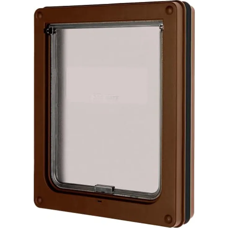 Kerbl Dog Mate® 2-Wege Hundetüre, braun, mit Magnetverschluss, 290 x 350 mm, für Hunde bis 460 mm Schulterhöhe, wetterfest und sicherheitsscheibenverstärkt