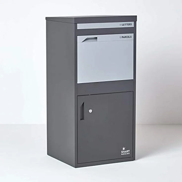 Smart Parcel Box XL grau 49x45x103 cm, Paketbriefkasten zur Wand- oder Bodenmontage, Briefkasten für Pakete & Briefe, Entnahme hinten & vorne – Bild 2