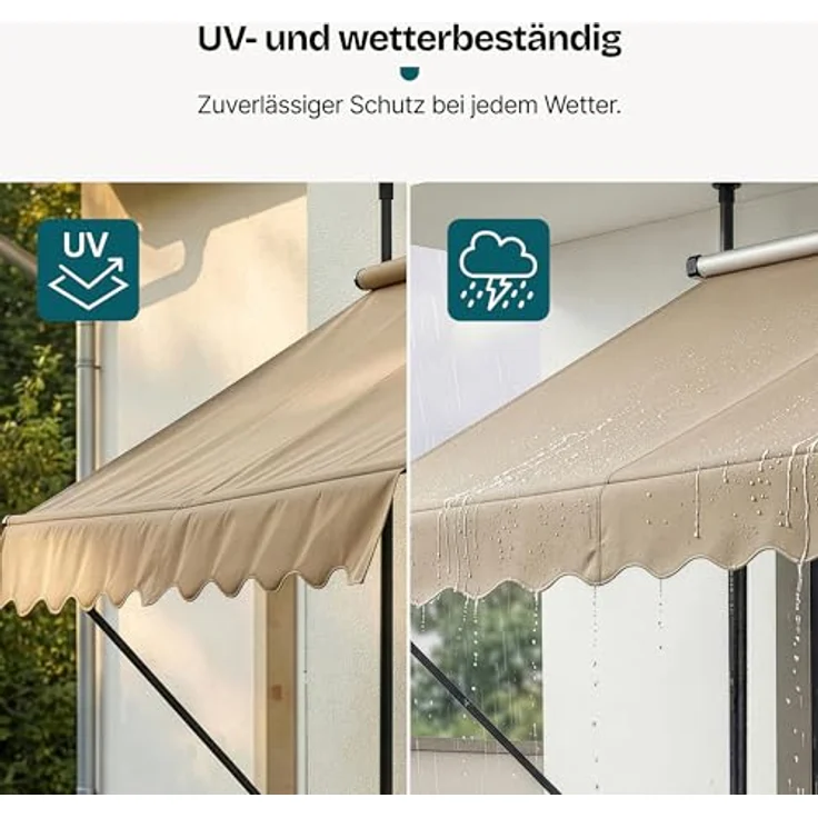 Klemmmarkise 150x120x200-300cm Markise Balkonmarkise -ohne Bohren- Protec – Bild 7