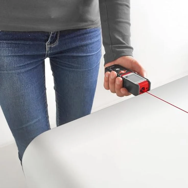 Einhell Laser-Distanzmesser TC-LD 25 (bis 25 m, Messreferenz Vorder- o. Hinterkante, Dauermessung, Abschaltautomatik, Safety-Funktion, inkl. Tasche) – Bild 5