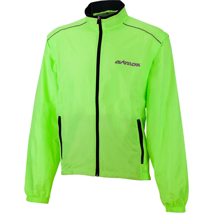 AIRTRACKS Herren Fahrradjacke / Fahrradweste M neon / Radjacke mit abnehmbaren Ärmeln, atmungsaktiv und wasserabweisend