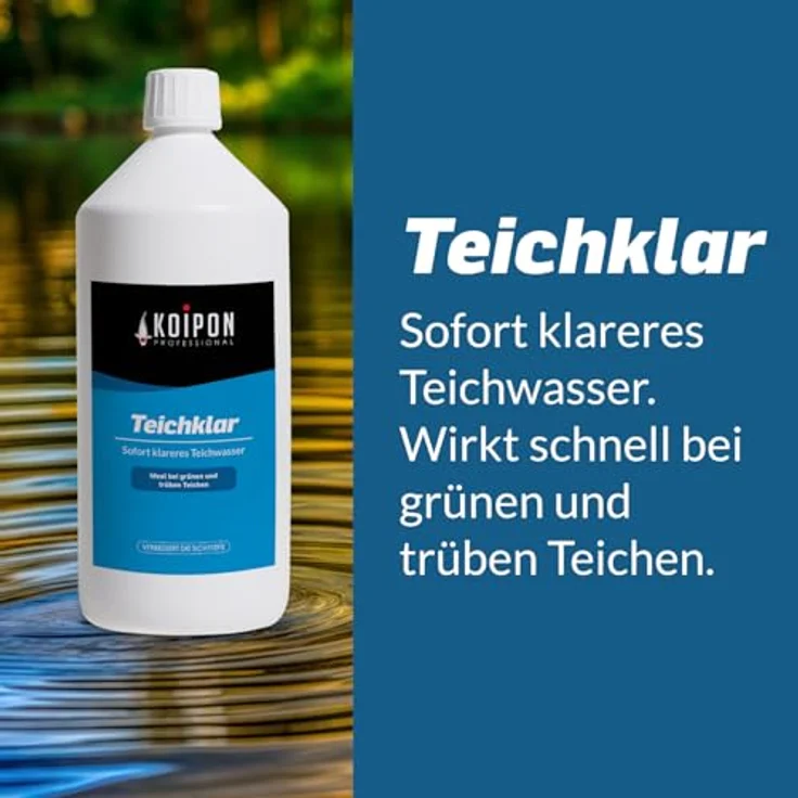 KOIPON Teichklar 0,5 L, Teichwasseraufbereiter mit Phosphatbinder zur Reduktion von pH- und KH-Wert für klares Wasser in Fischteichen – Bild 3