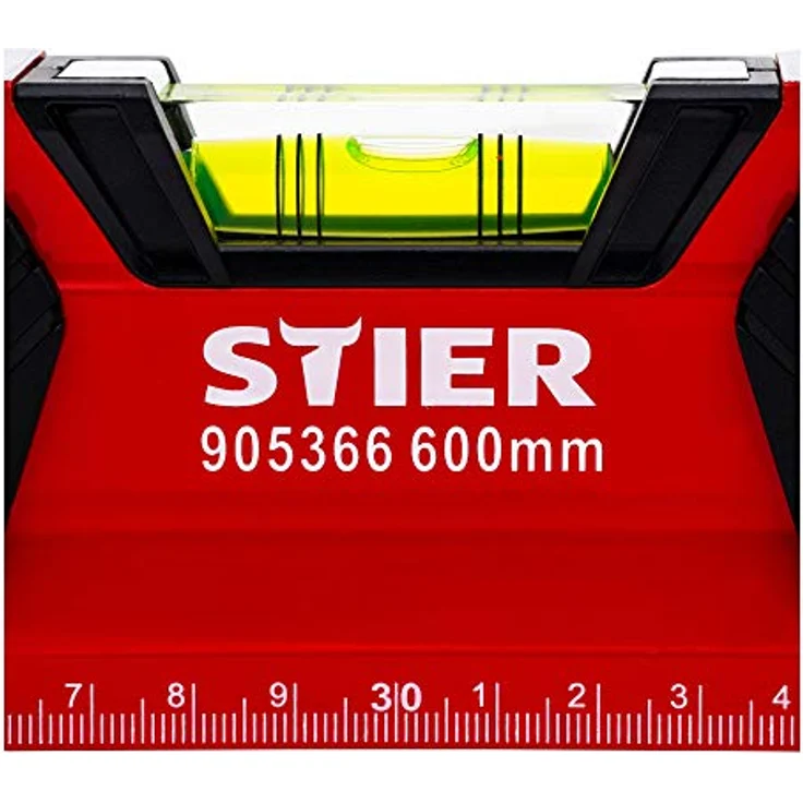 STIER Premium Wasserwaage, mit Magnet und drei Libellen, 600 mm, 0,5 mm/m, vertikal und horizontal messen, Spiegel-Lotlibelle, präzise Messung, Aluminiumlegierung, doppelt gefräste Oberfläche – Bild 5