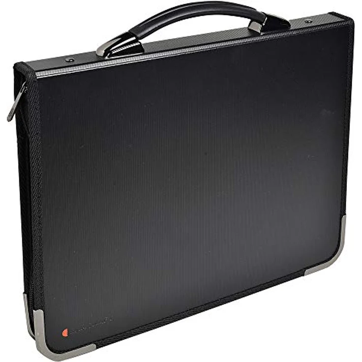 Clairefontaine BPCJ1A4BKZ Goldline Präsentationsmappe (Reißverschluß, 4 Ringen, Griff, robust, Metallecken, für 25 Hüllen, DIN A4, 21 x 29,7 cm) schwarz – Bild 2
