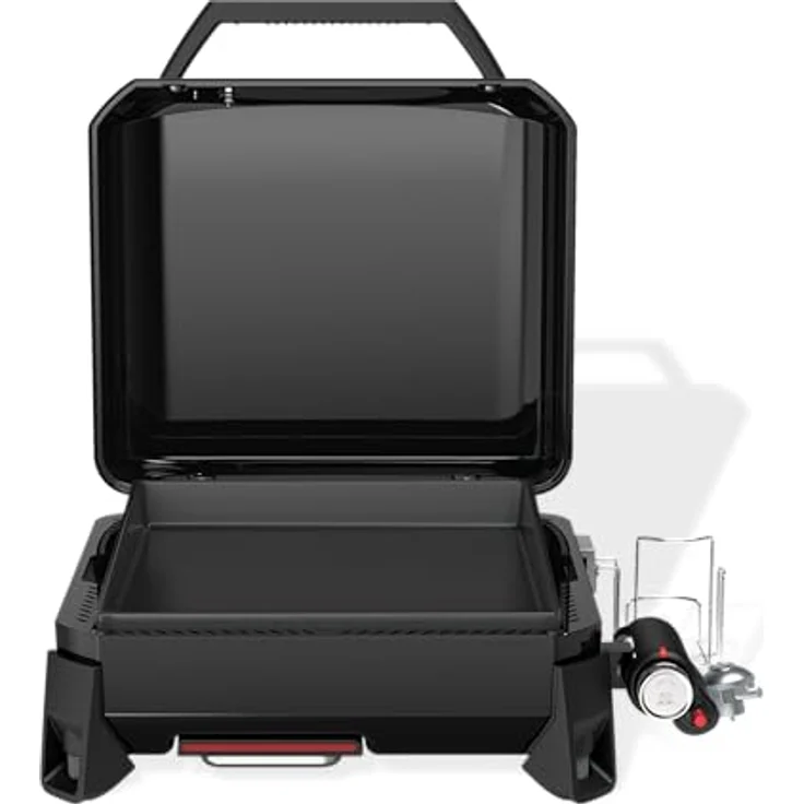 Weber SLATE GP 43 Premium Plancha Gasgrill, portabel, 43 x 41cm Grillfläche, porzellanemaillierte Antihaft-Grillfläche, höhenverstellbare Füße - Schwarz – Bild 2