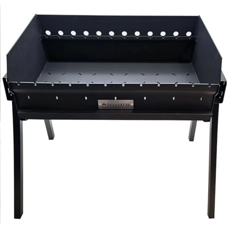 Grillpeter Profi Mangal Altan 70, Stahl 3mm Schaschlikgrill mit Ascheschublade und Windschutz – Bild 5