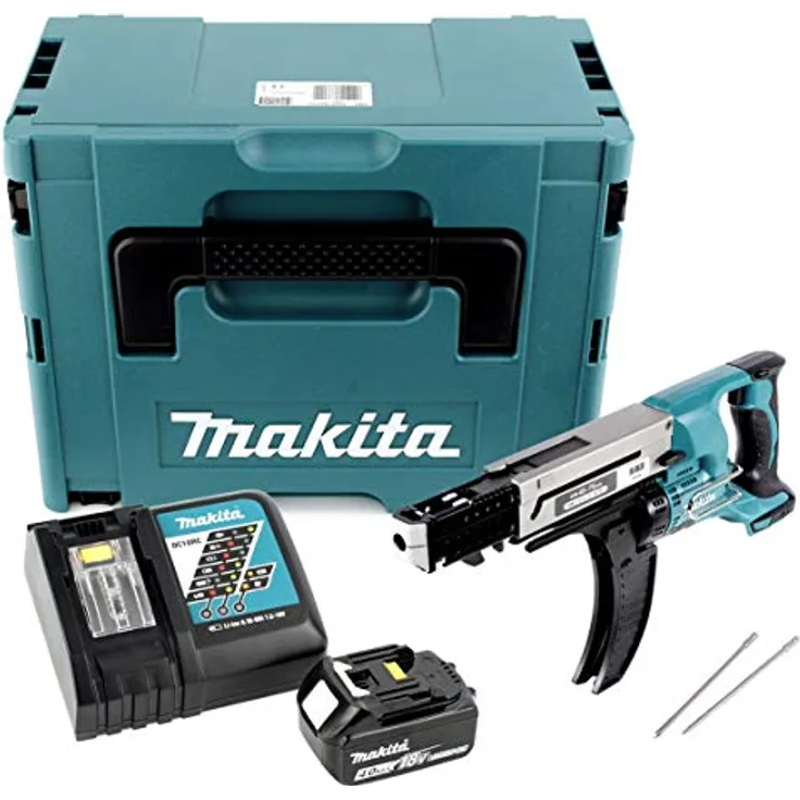 Makita DFR750RM1J Akku Magazinschrauber 18V 45-75mm + 1x Akku 4,0Ah + Ladegerät + Makpac