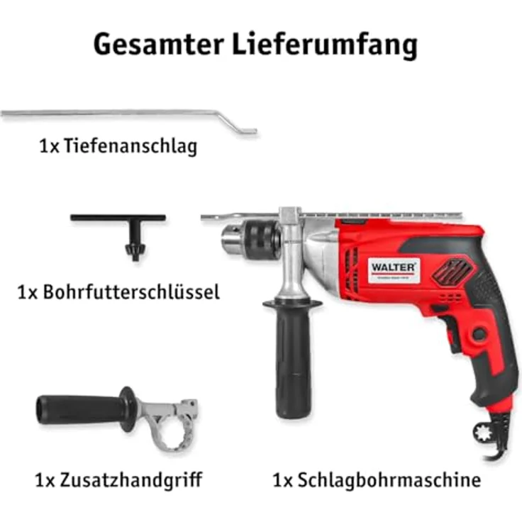 WALTER Schlagbohrmaschine 910W, Rechts-Links Lauf, Umschalten zw. Normal- und Schlagbohren, Sperre für Dauerlauf – Bild 3