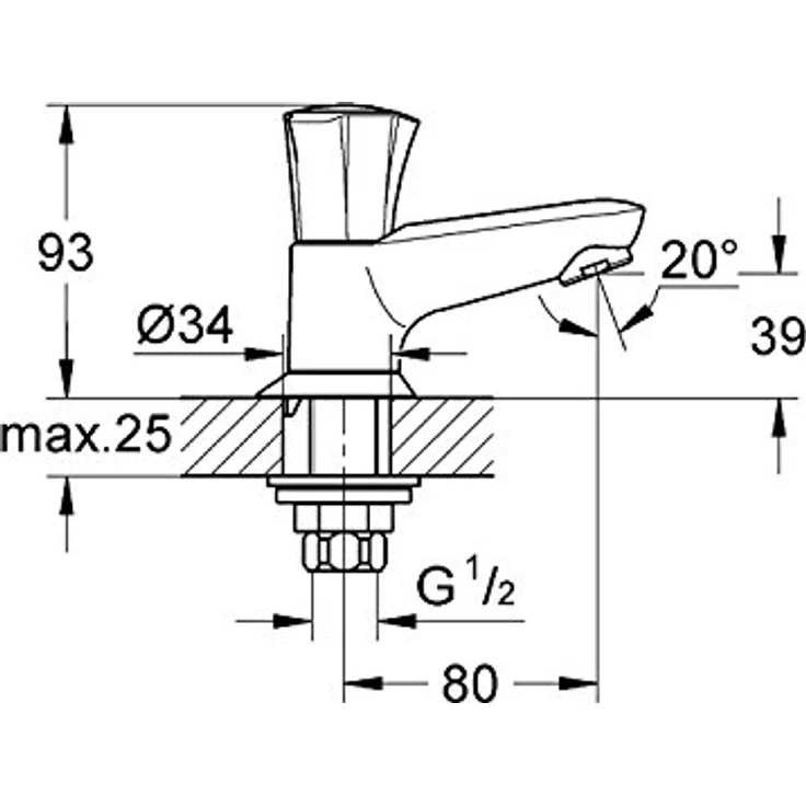 Grohe Standventil Costa 20404001, Badarmatur mit Metallgriff, chrom, ohne Ablaufgarnitur, wärmeisoliert, Longlife-Top – Bild 2