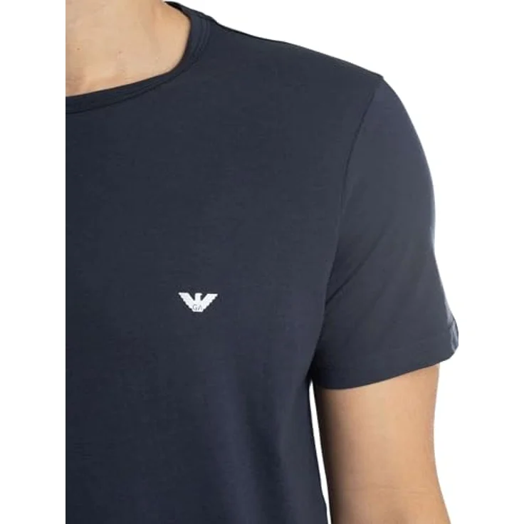 Emporio Armani T-Shirt Casual, Mehrfarbig, Herren, 2er Pack, Rundhalsausschnitt, elastischer Baumwoll-Single-Jersey, Größe S – Bild 5