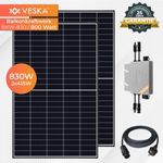 VESKA Balkonkraftwerk 830 W / 800 W Photovoltaik Solaranlage Steckerfertig WIFI Smarte Mini-PV Anlage 800 Watt, Schwarz - Preisvergleich