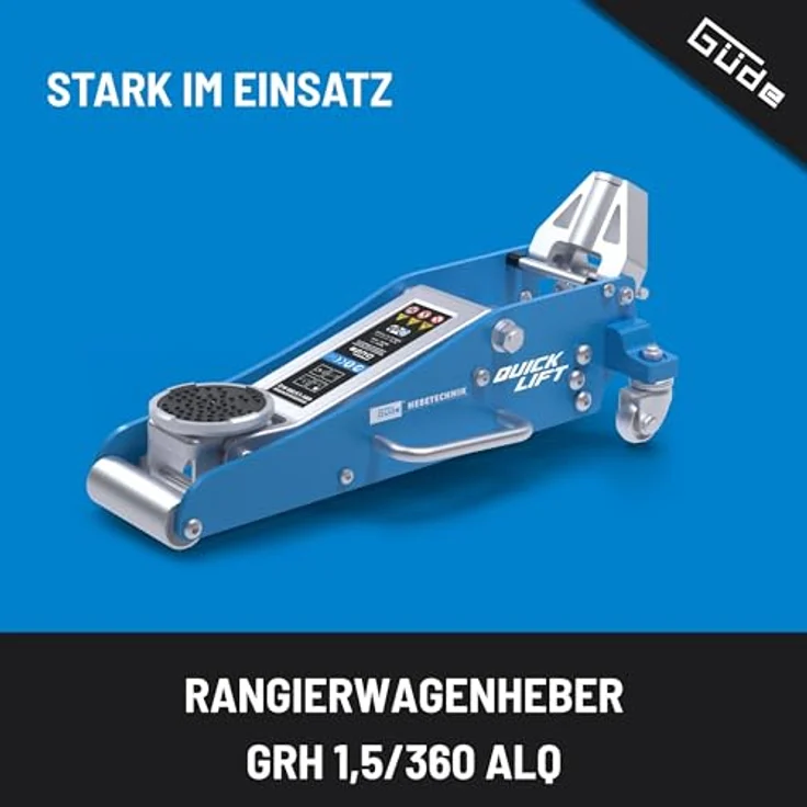 Güde Rangierwagenheber GRH 1,5/360 ALQ, hydraulischer Wagenheber mit 1,5 t Tragkraft und Hubhöhe 90-358 mm, flach und leicht transportierbar – Bild 2