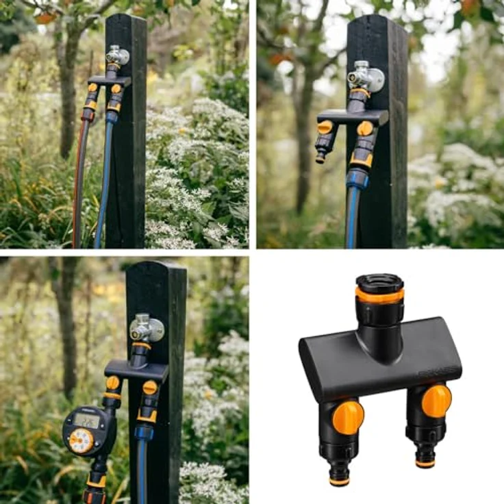 Fiskars Comfort 2-Wege-Ventil, mit On/Off-Funktion für 2 Schläuche, für Wasserhahn Ø 21 mm (G 1/2"), Ø 26,5 mm (G 3/4") und Ø 33,3 mm (G 1") – Bild 2